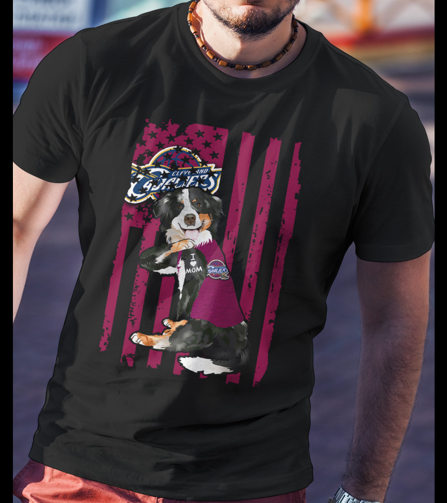 Cleveland Cavaliers Border Collie I Love Mom T-Shirt