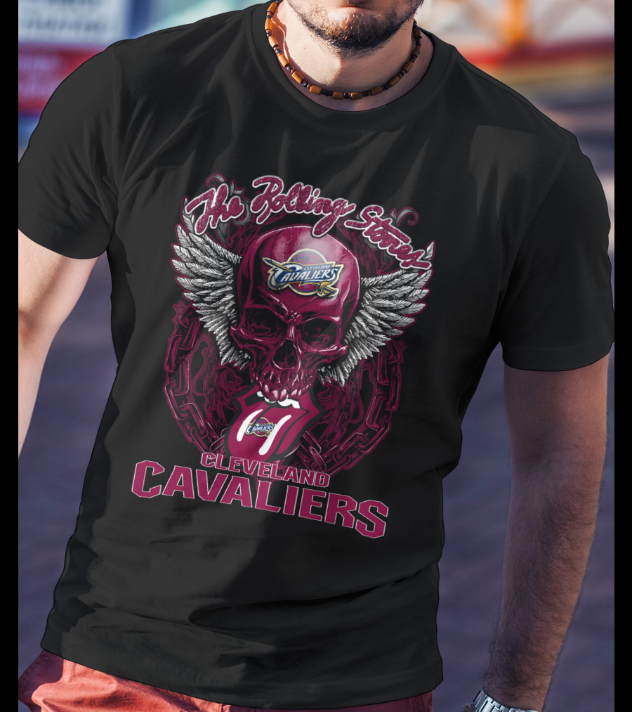 The Rolling Stones Cleveland Cavaliers Skull Winged Logo Mashup T-Shirt