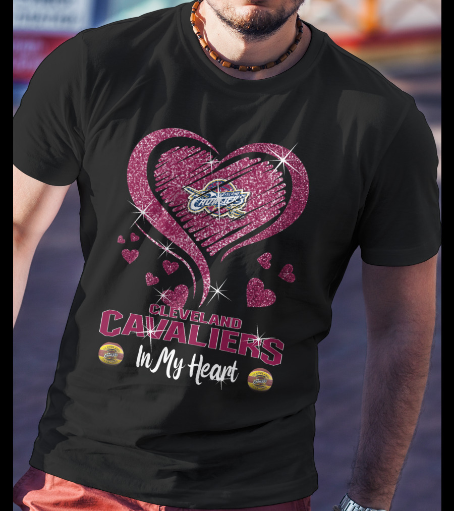 Cleveland Cavaliers In My Heart Sparkling Hearts T-Shirt