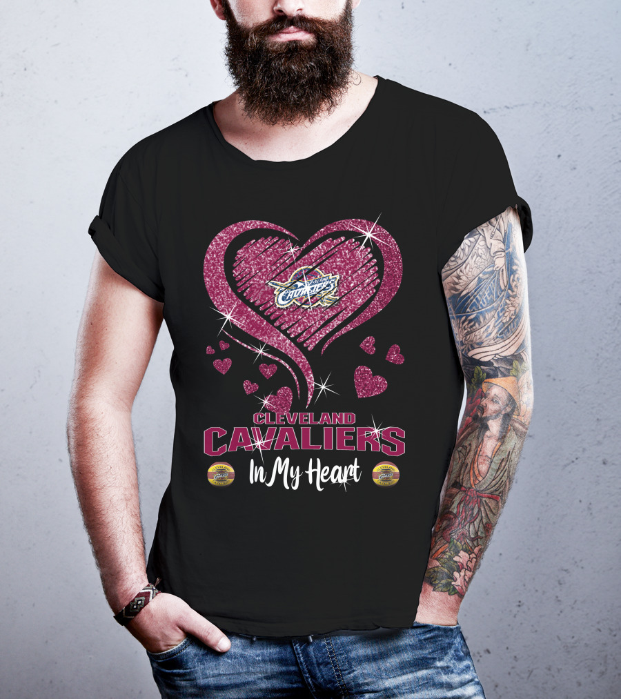 Cleveland Cavaliers In My Heart Sparkling Hearts T-Shirt