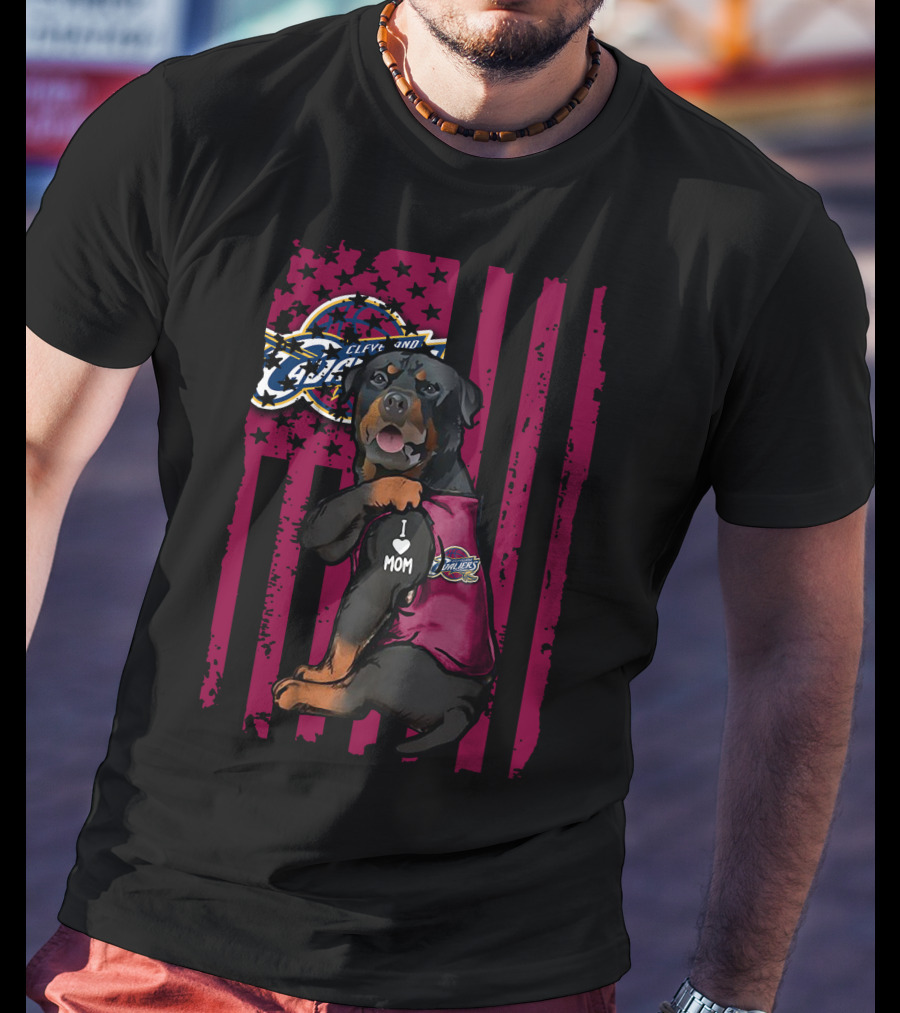 Rottweiler Cleveland Cavaliers I Love Mom Team Spirit Fan T-Shirt