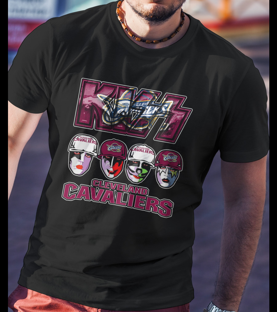 KISS Cleveland Cavaliers Rock Band Tribute Faces With Team T-Shirt