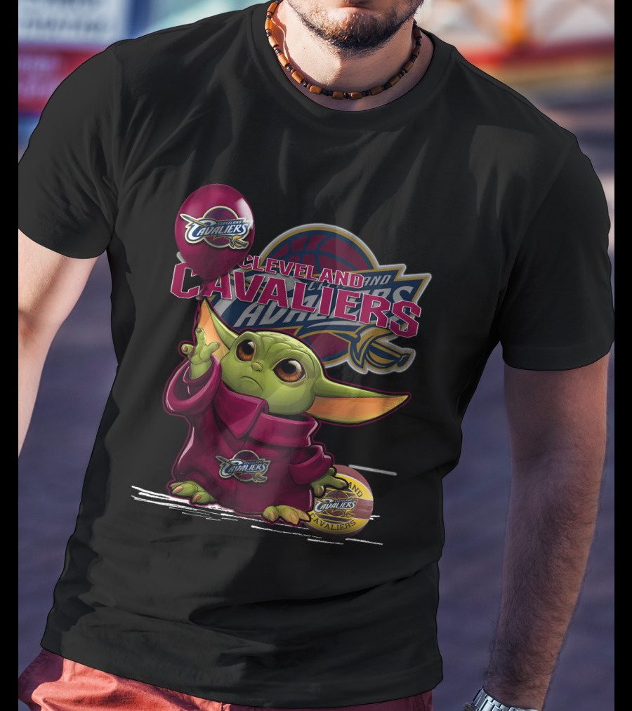 Cleveland Cavaliers Yoda Fan Art With Logo And Basketball T-Shirt