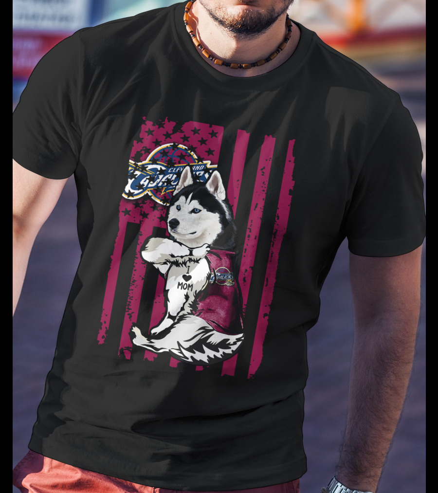 Cleveland Cavaliers Siberian Husky I Love Mom T-Shirt