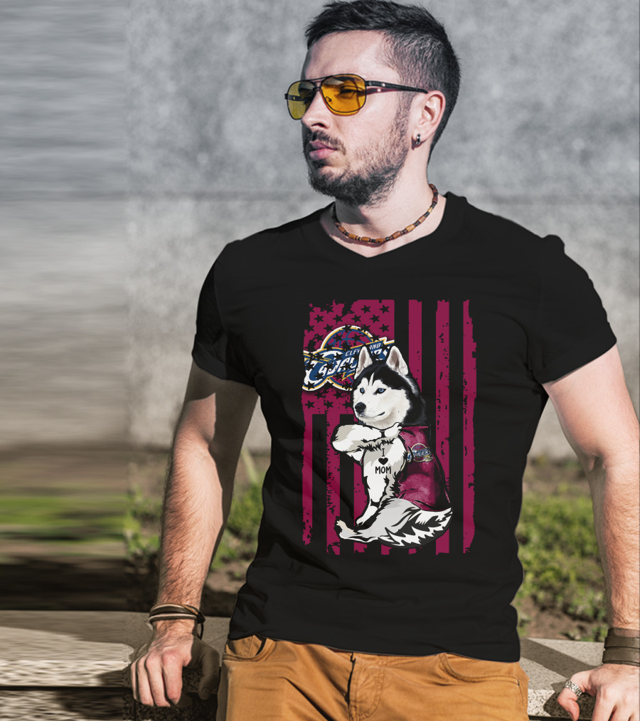 Cleveland Cavaliers Siberian Husky I Love Mom T-Shirt