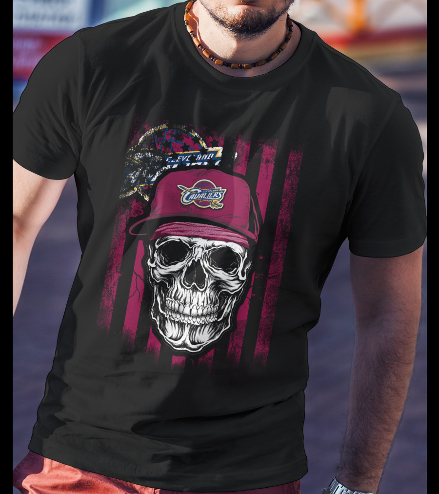 Cleveland Cavaliers Skull With Logo Hat T-Shirt