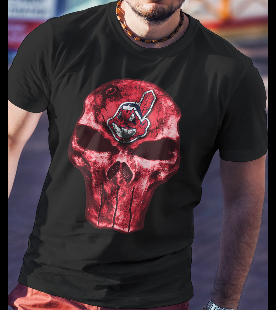 Skull With Chief Wahoo Cleveland Indians T-Shirt