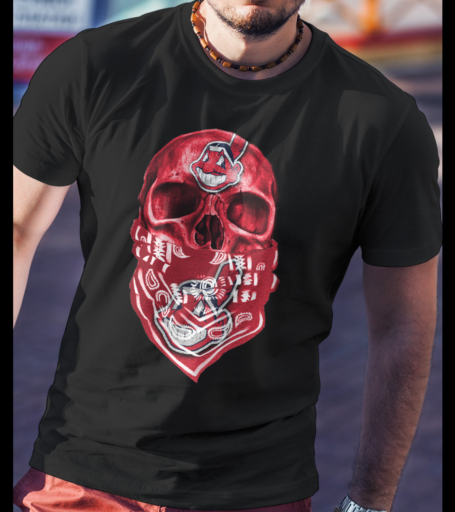 Skull Cleveland Indians Logo Bandana T-Shirt