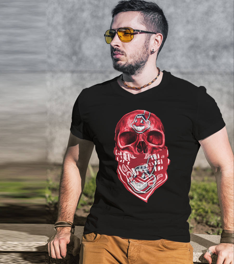 Skull Cleveland Indians Logo Bandana T-Shirt