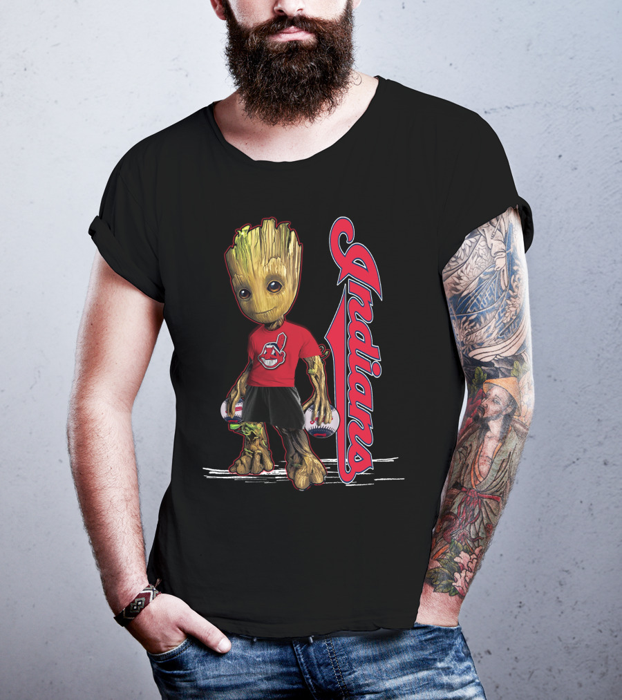 Groot Indians Baseball Character With Team T-Shirt