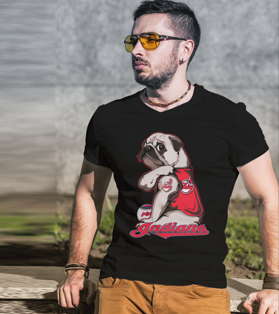 Pug Cleveland Indians Baseball Chief Wahoo Indians T-Shirt