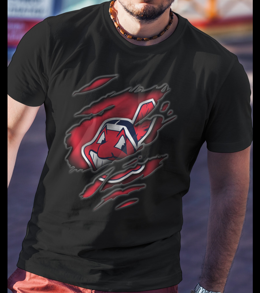 Torn Cleveland Indians Chief Wahoo T-Shirt