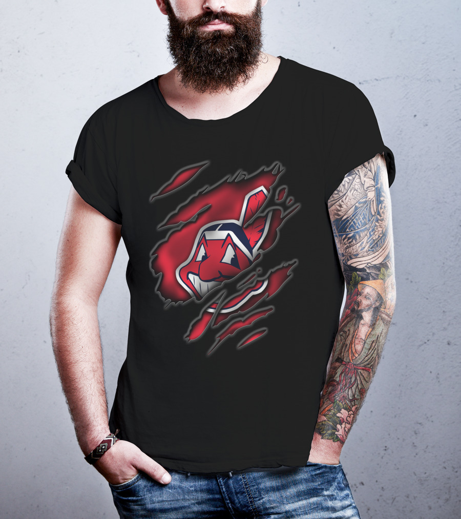 Torn Cleveland Indians Chief Wahoo T-Shirt