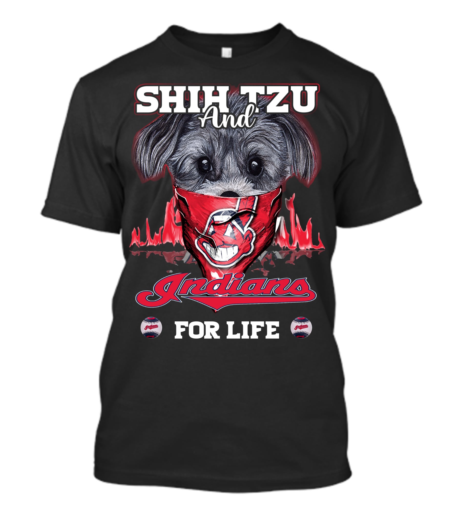 Shih Tzu And Cleveland Indians For Life T-Shirt