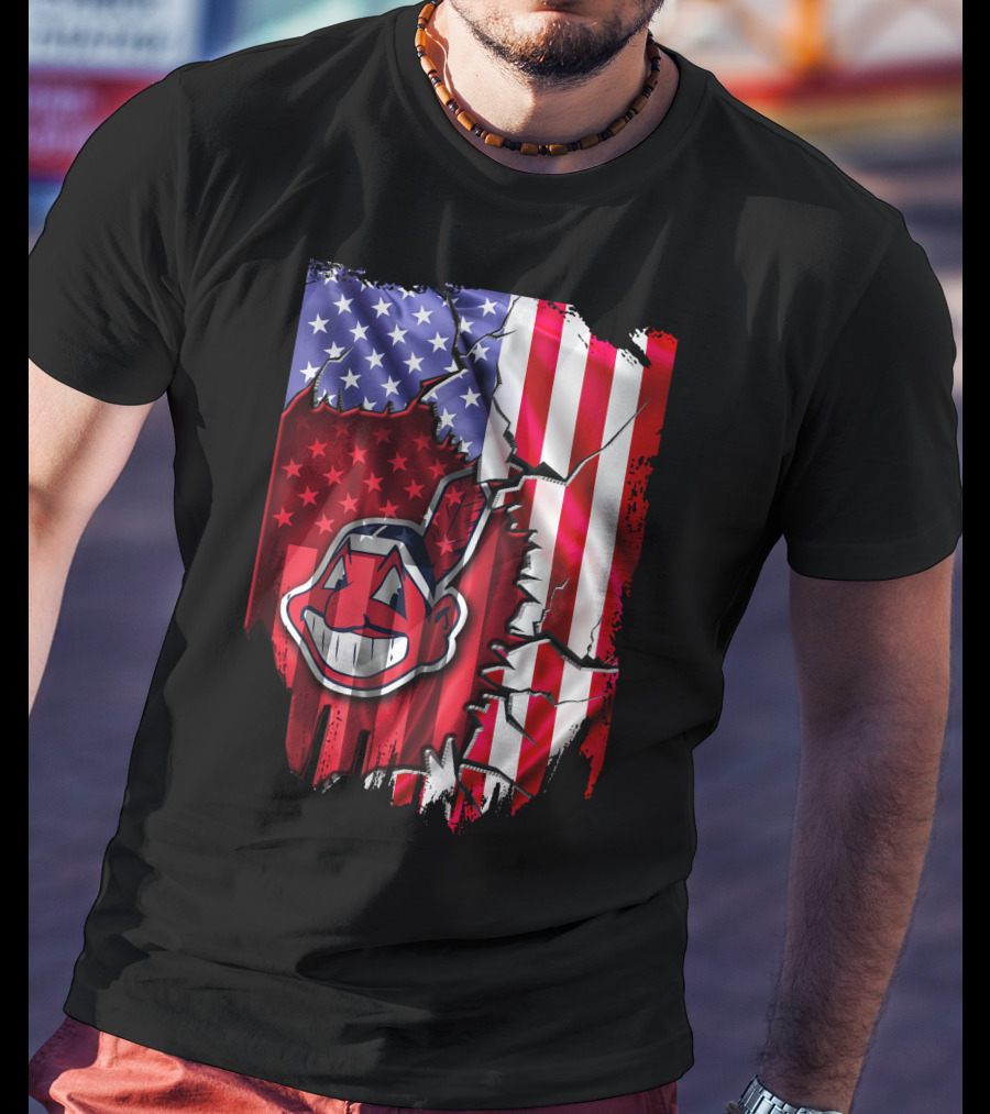 American Flag Cleveland Indians Iconic T-Shirt