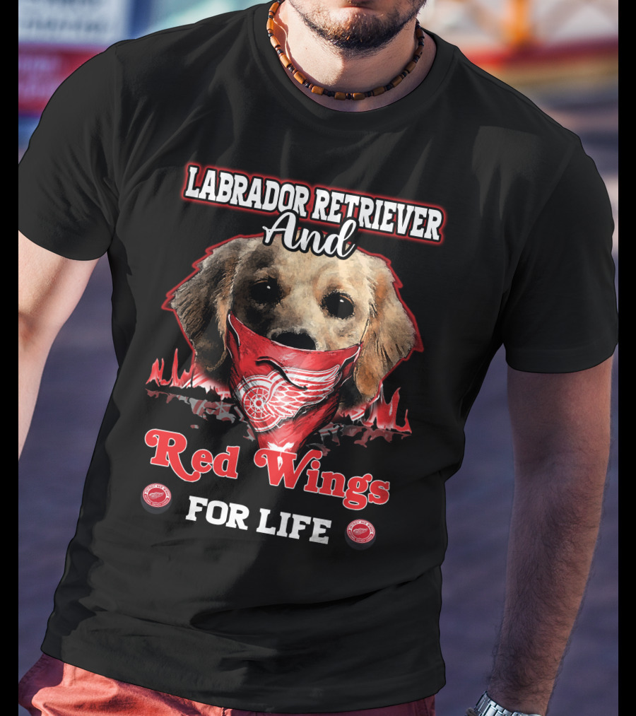 Labrador Retriever And Red Wings For Life T-Shirt