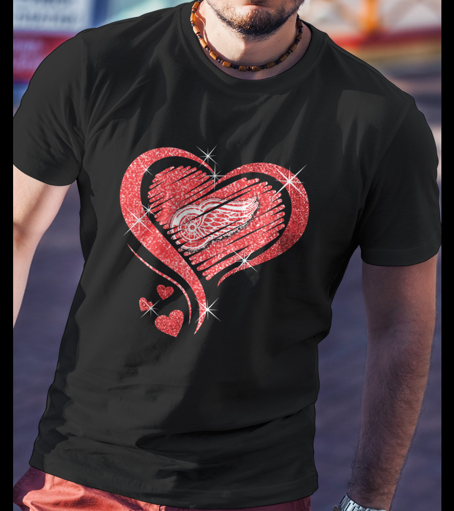 Heart Diamond Glitter Detroit Red Wings T-Shirt