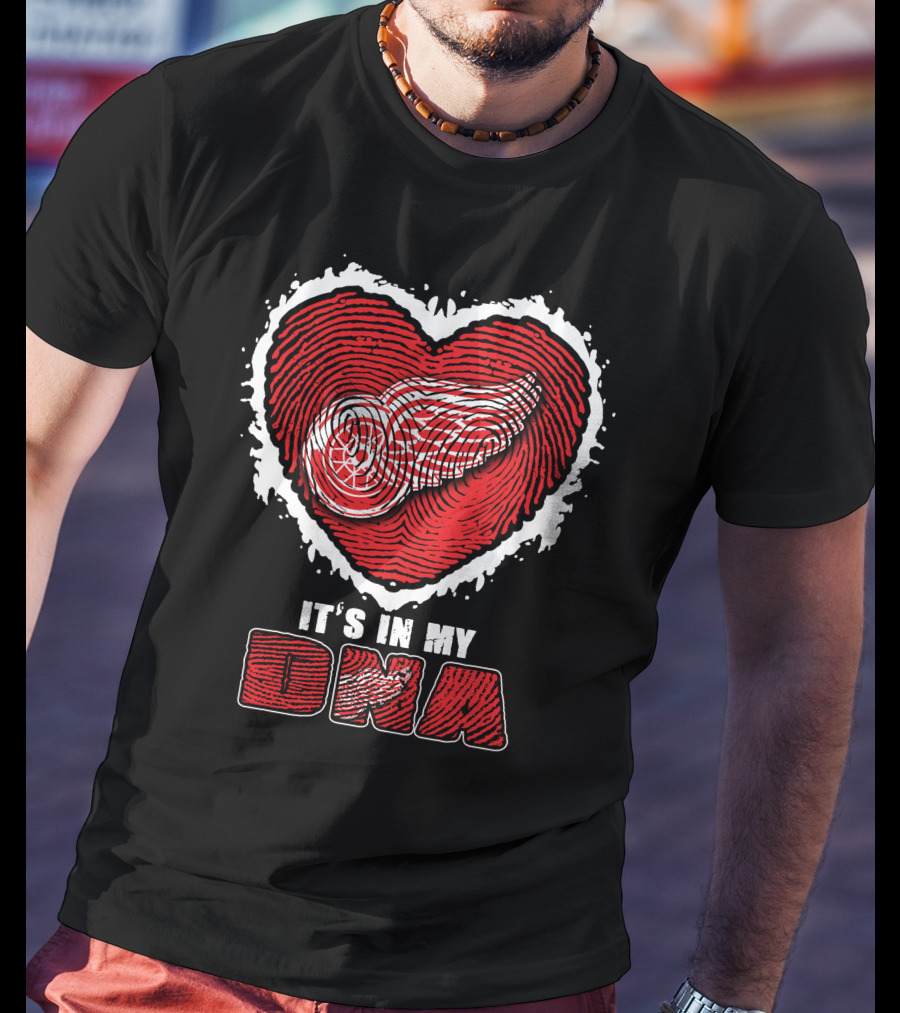 Detroit Red Wings It's In My DNA Heart Fingerprint T-Shirt