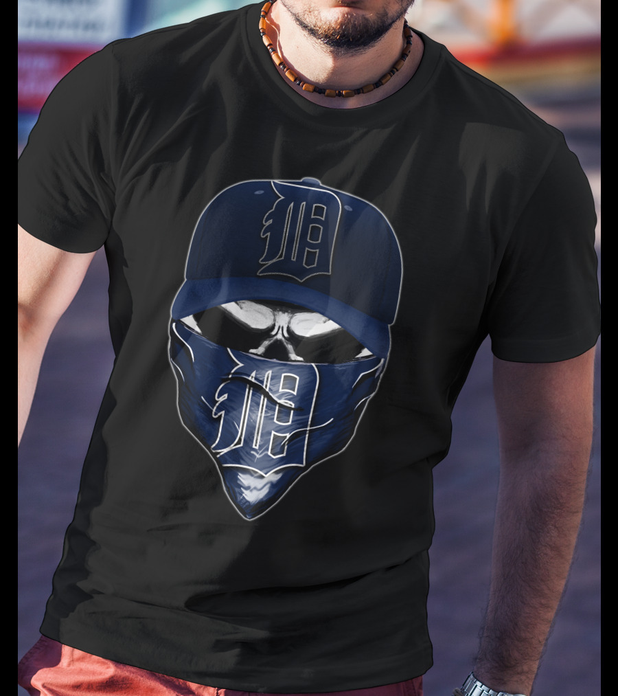 Detroit Tigers Skull Bandana Cap T-Shirt
