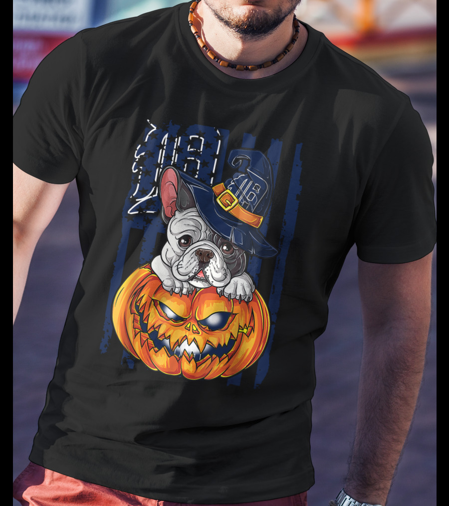 Hlw Bulldog Detroit Tigers Halloween Pumpkin T-Shirt
