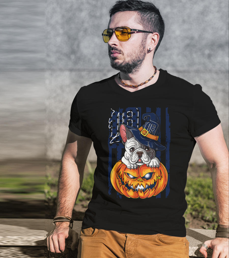 Hlw Bulldog Detroit Tigers Halloween Pumpkin T-Shirt