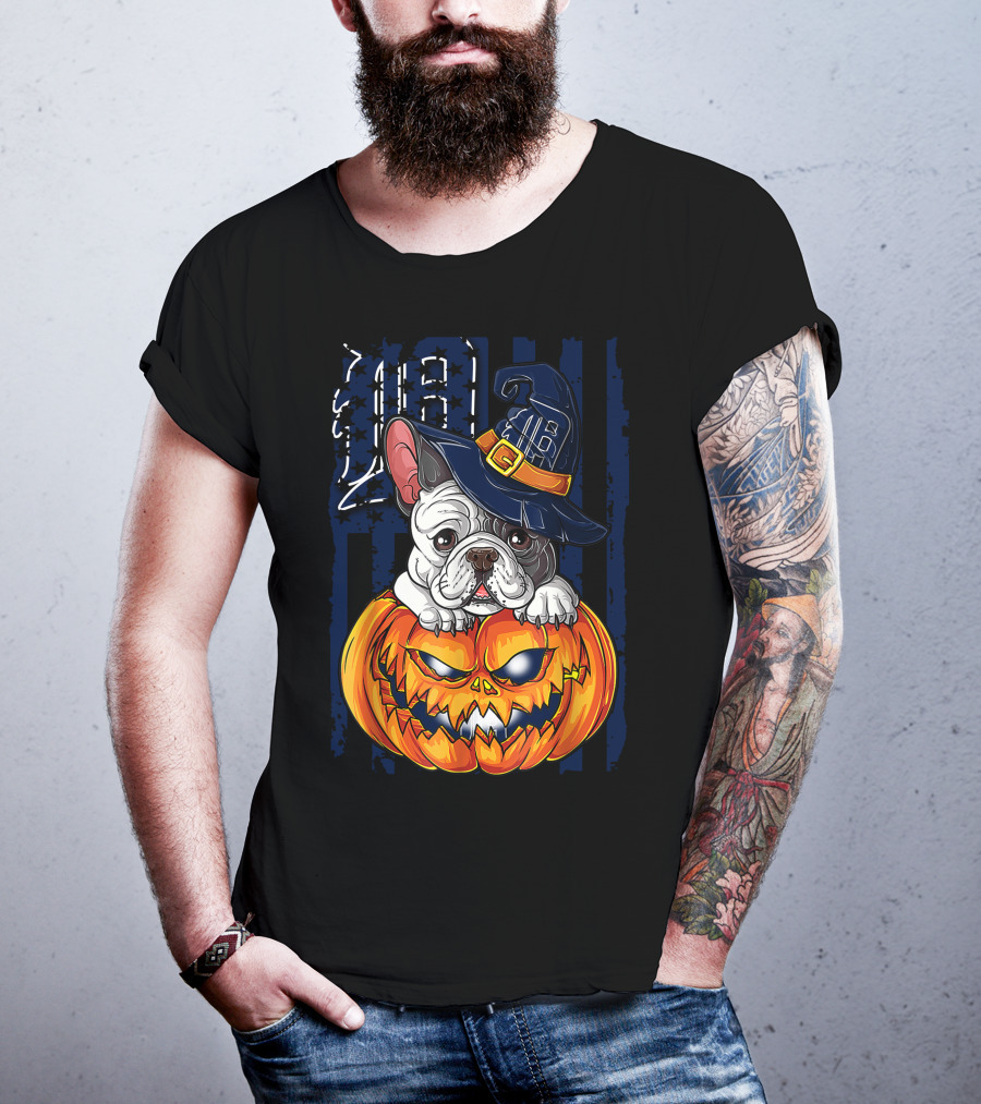Hlw Bulldog Detroit Tigers Halloween Pumpkin T-Shirt