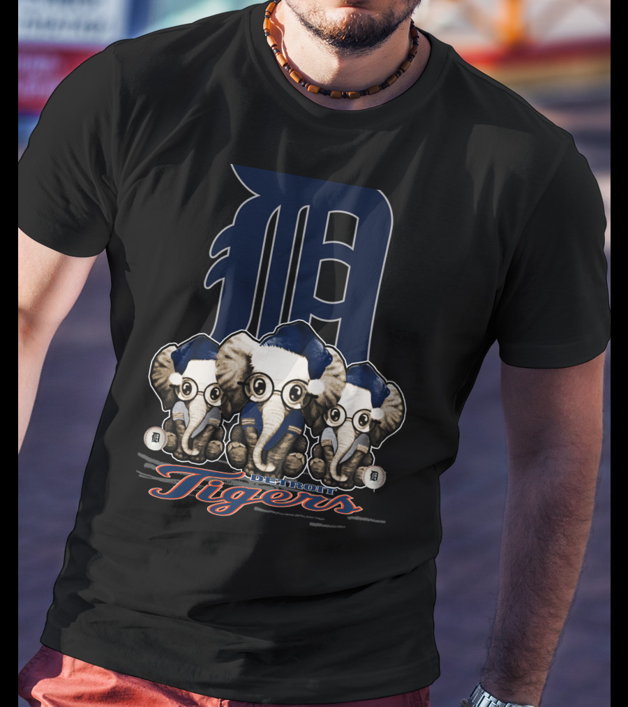 Detroit Tigers Elephants Christmas T-Shirt