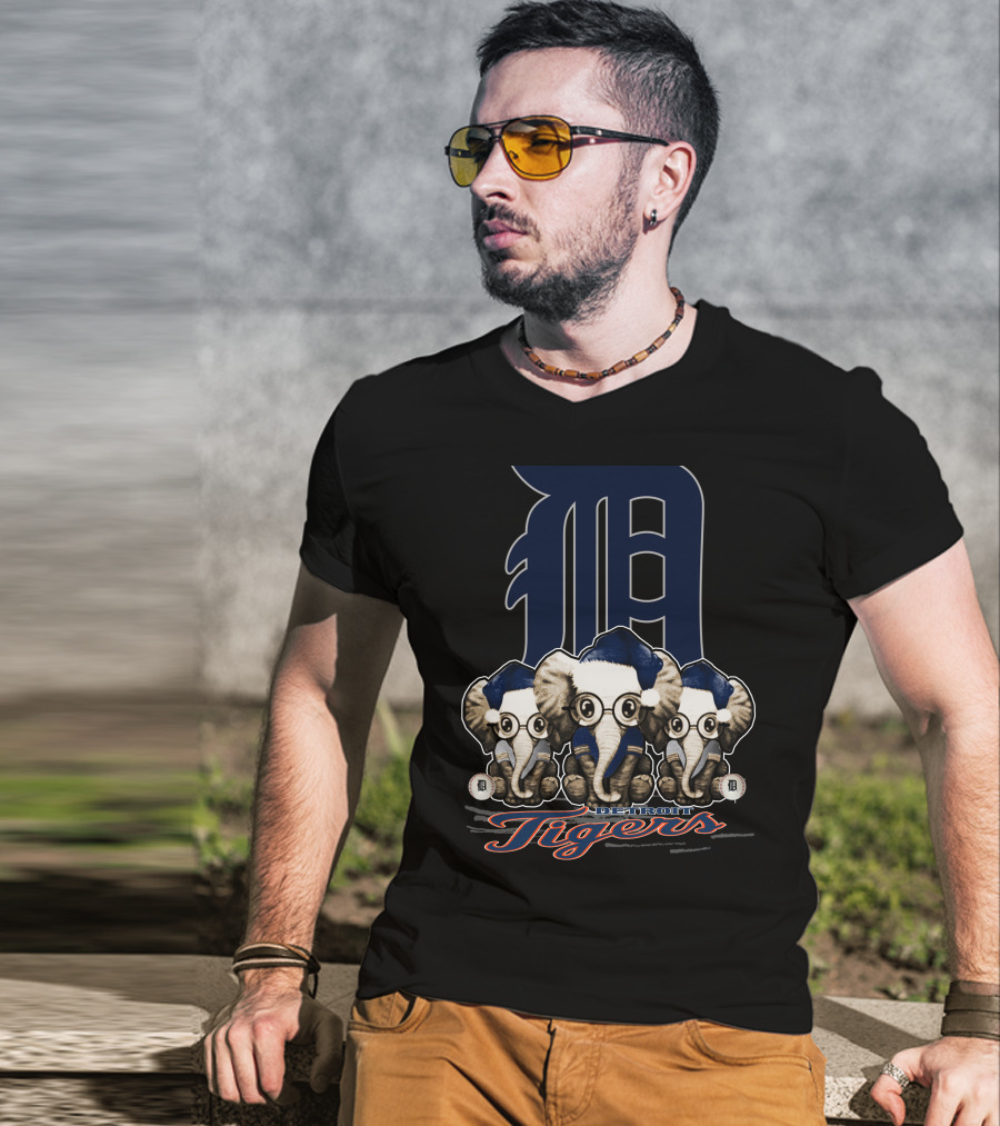 Detroit Tigers Elephants Christmas T-Shirt