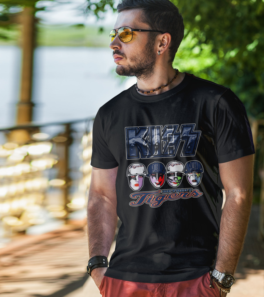 Kiss Detroit Tigers Faces Baseball Crossover T-Shirt