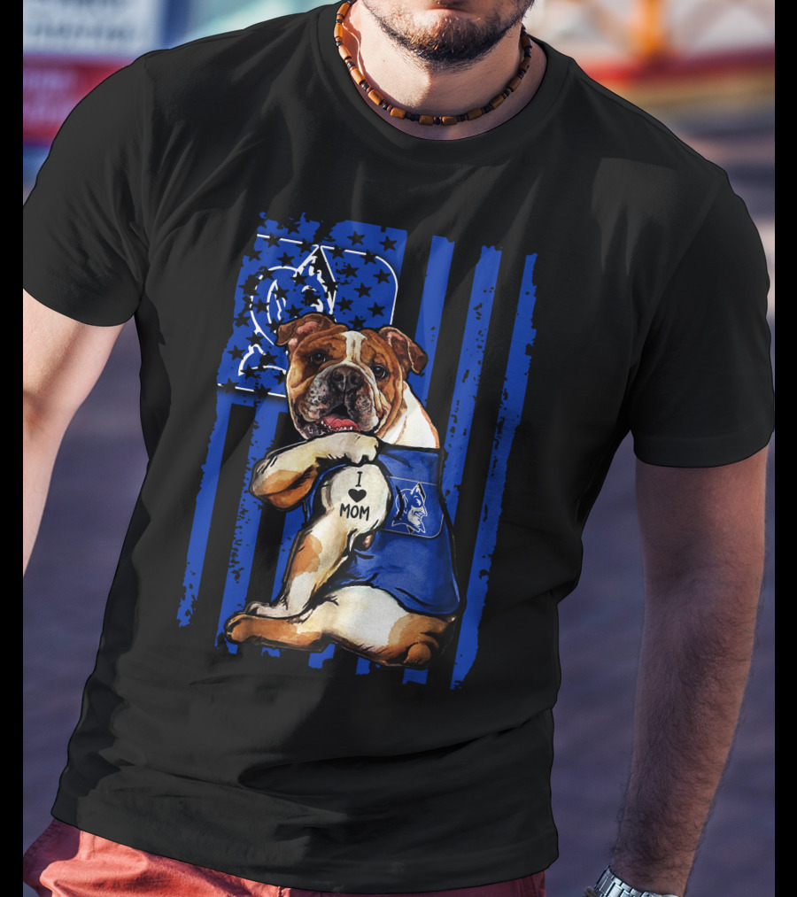 Bulldog I Love Mom Duke Blue Devils T-Shirt