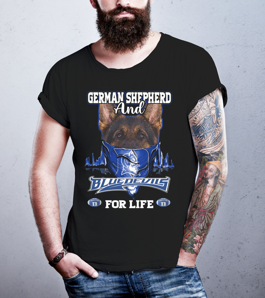 German Shepherd And Duke Blue Devils For Life T-Shirt