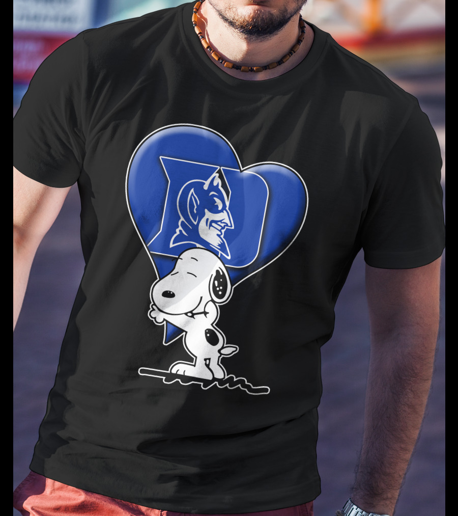Snoopy Hugging Duke Blue Devils Heart T-Shirt