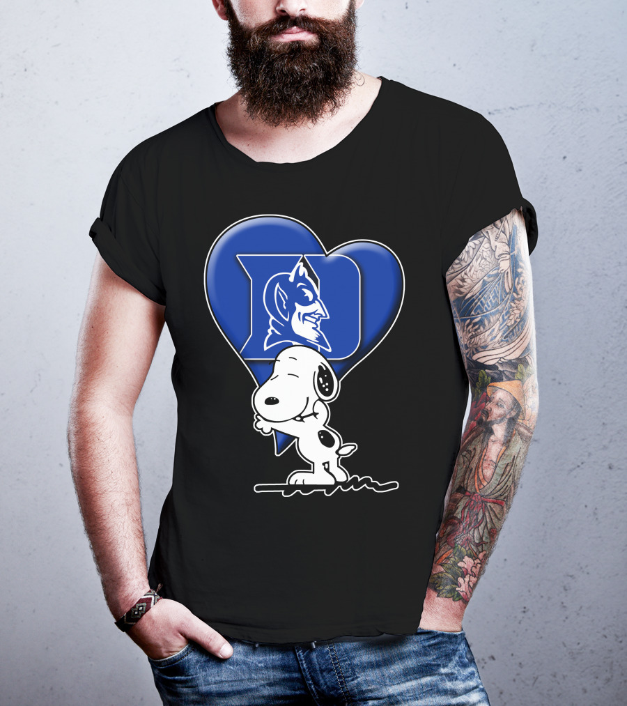 Snoopy Hugging Duke Blue Devils Heart T-Shirt