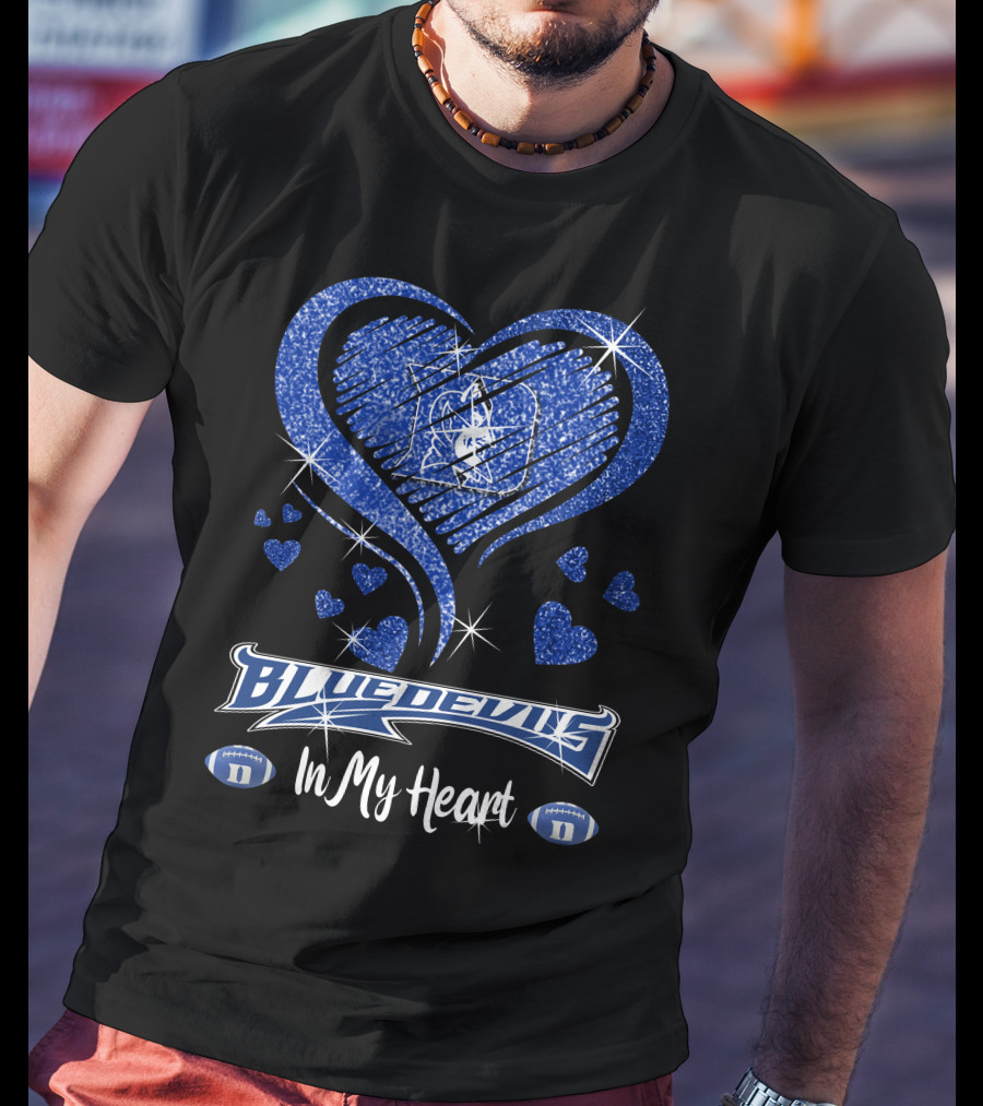 Blue Devils Heart Football Team Spirit In My Heart T-Shirt