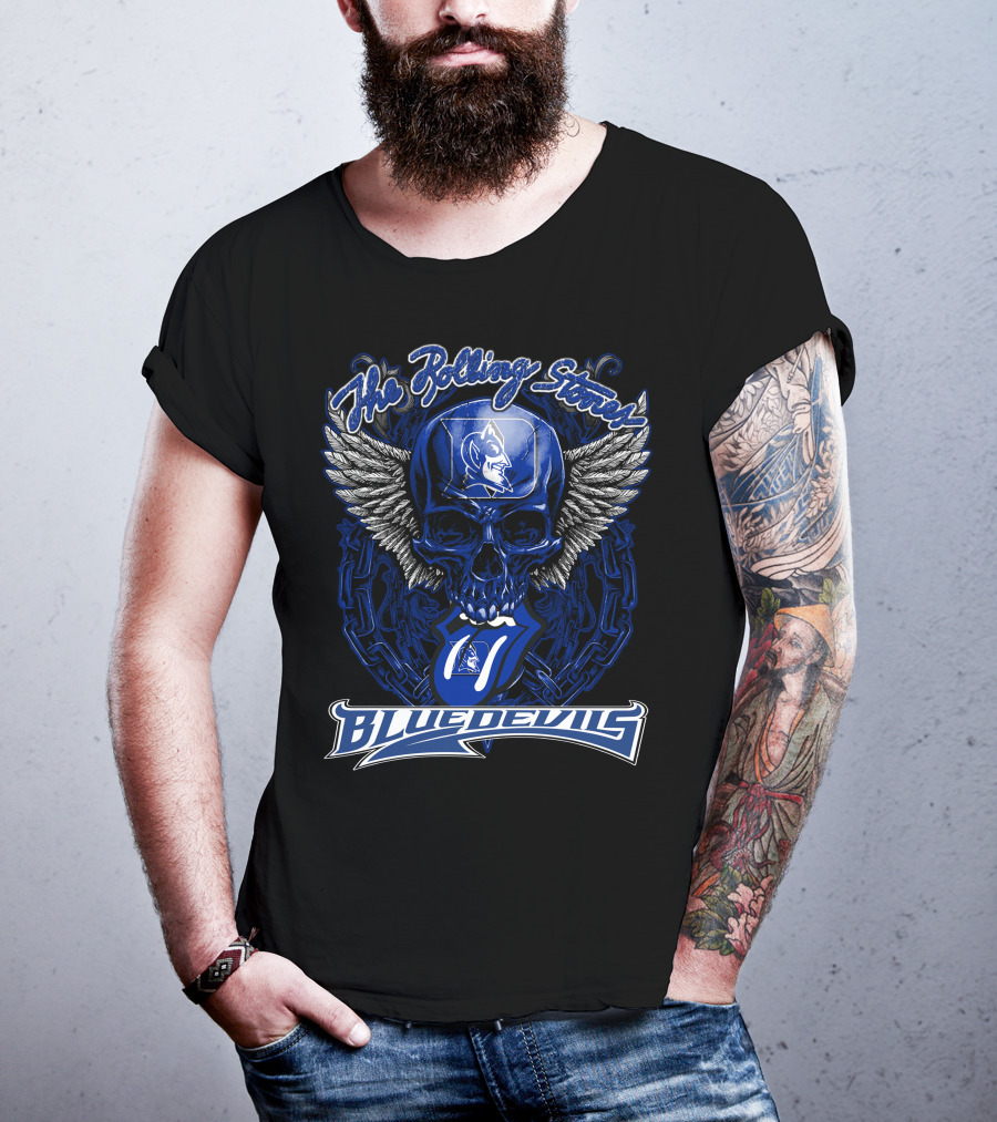 The Rolling Stones Duke Blue Devils Skull With Wings And Tongue T-Shirt
