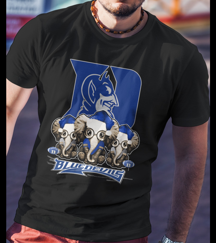 Elephant Xmas Duke Blue Devils Holiday Trio T-Shirt