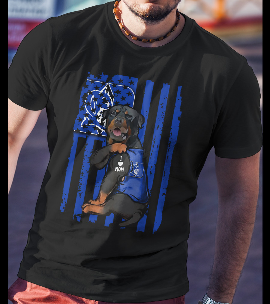 Rottweiler Duke Blue Devils I Love Mom T-Shirt