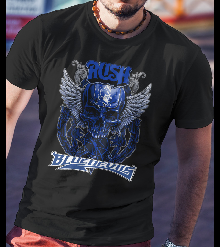 Rush Duke Blue Devils Winged Skull Emblem T-Shirt