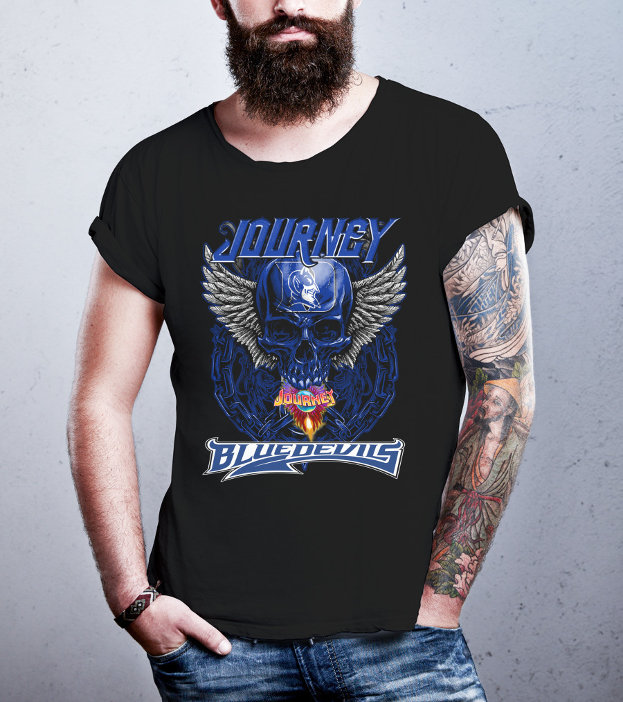 Journey Blue Devils Skull Wings Flame T-Shirt