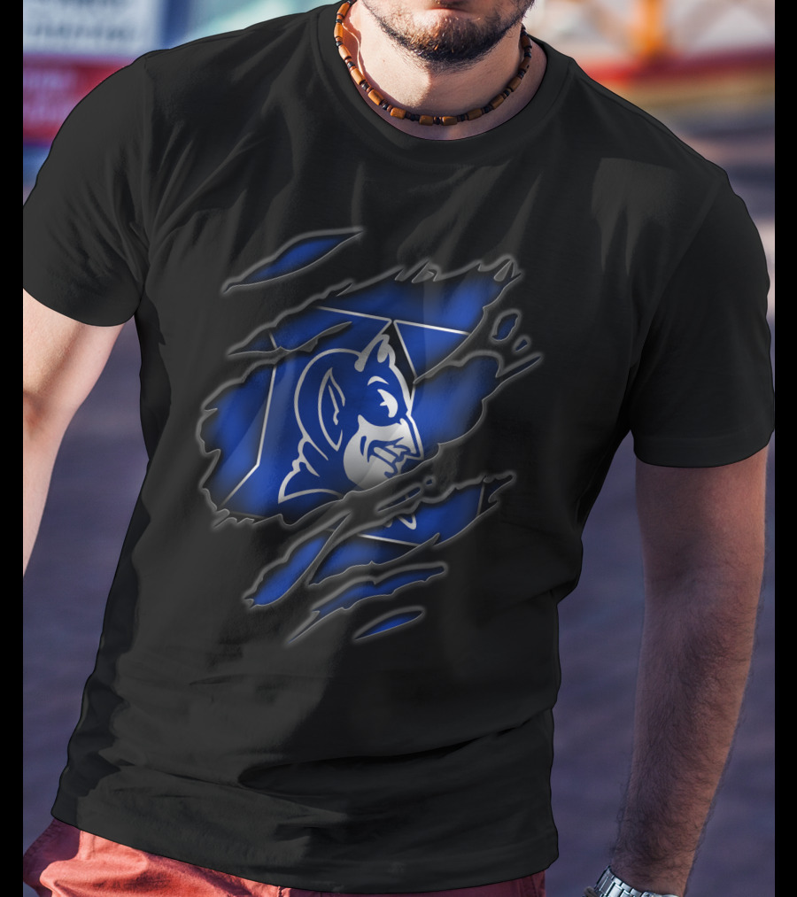 Torn Duke Blue Devils Logo Claw Marks T-Shirt