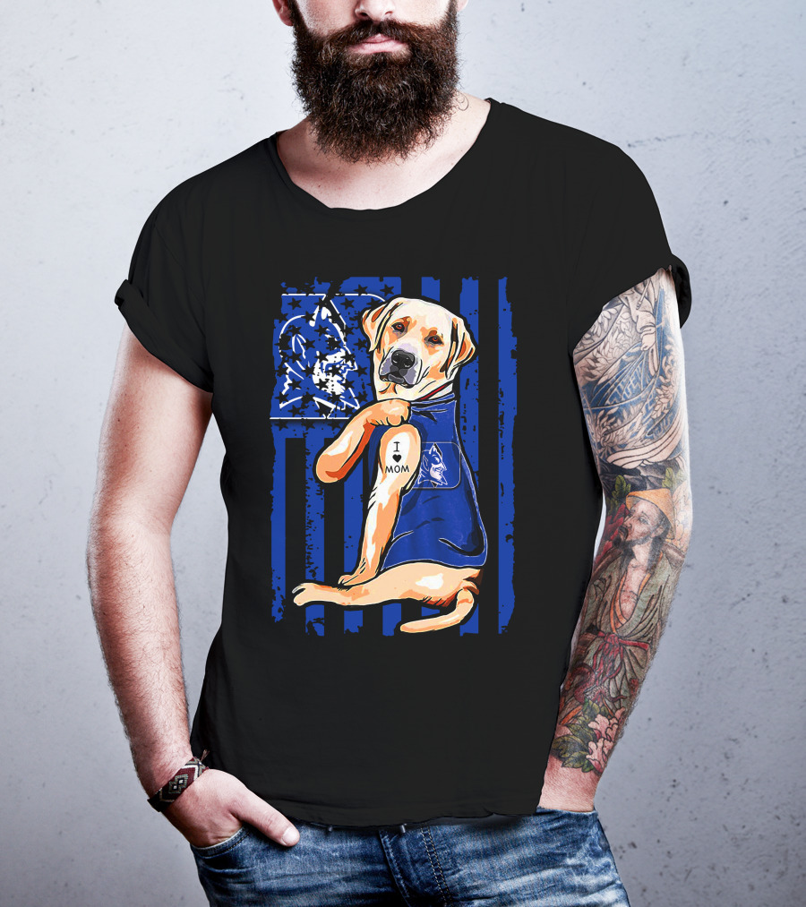 Labrador Retriever Duke Blue Devils I Love Mom T-Shirt