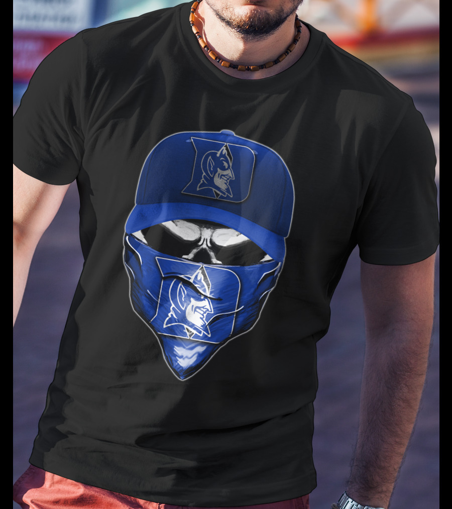 Skull Duke Blue Devils Mascot Bandana And Cap T-Shirt