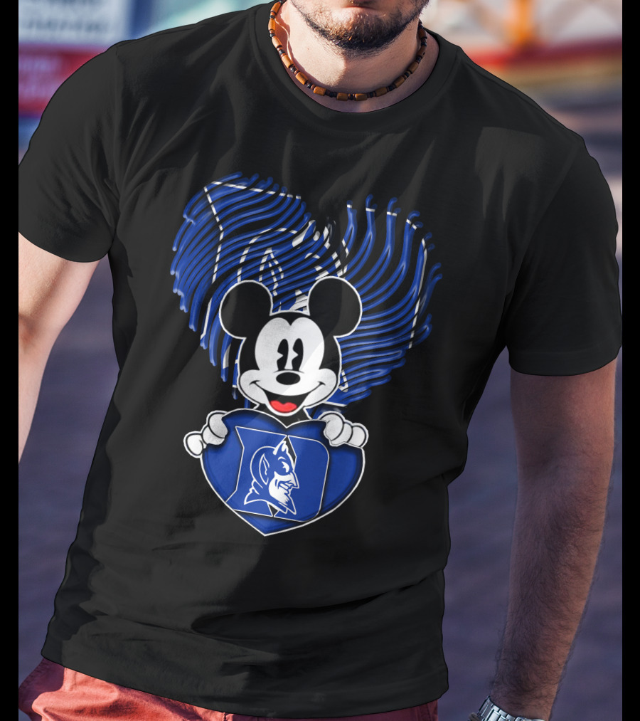 Mick Mouse Duke Blue Devils Heart T-Shirt