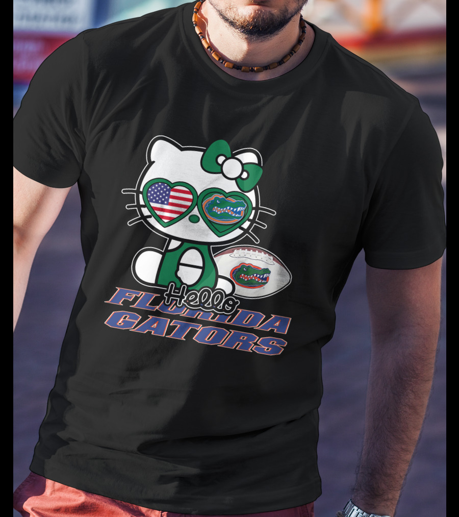 Hello Kitty Florida Gators Football American Flag T-Shirt