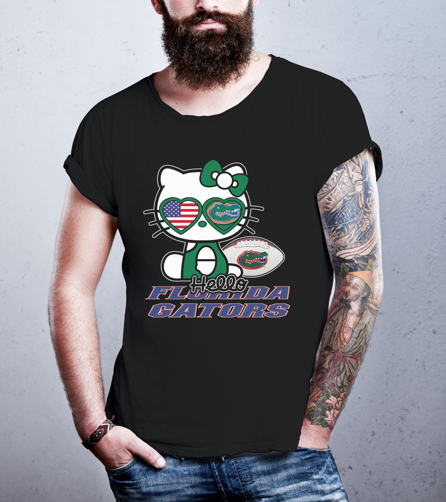 Hello Kitty Florida Gators Football American Flag T-Shirt
