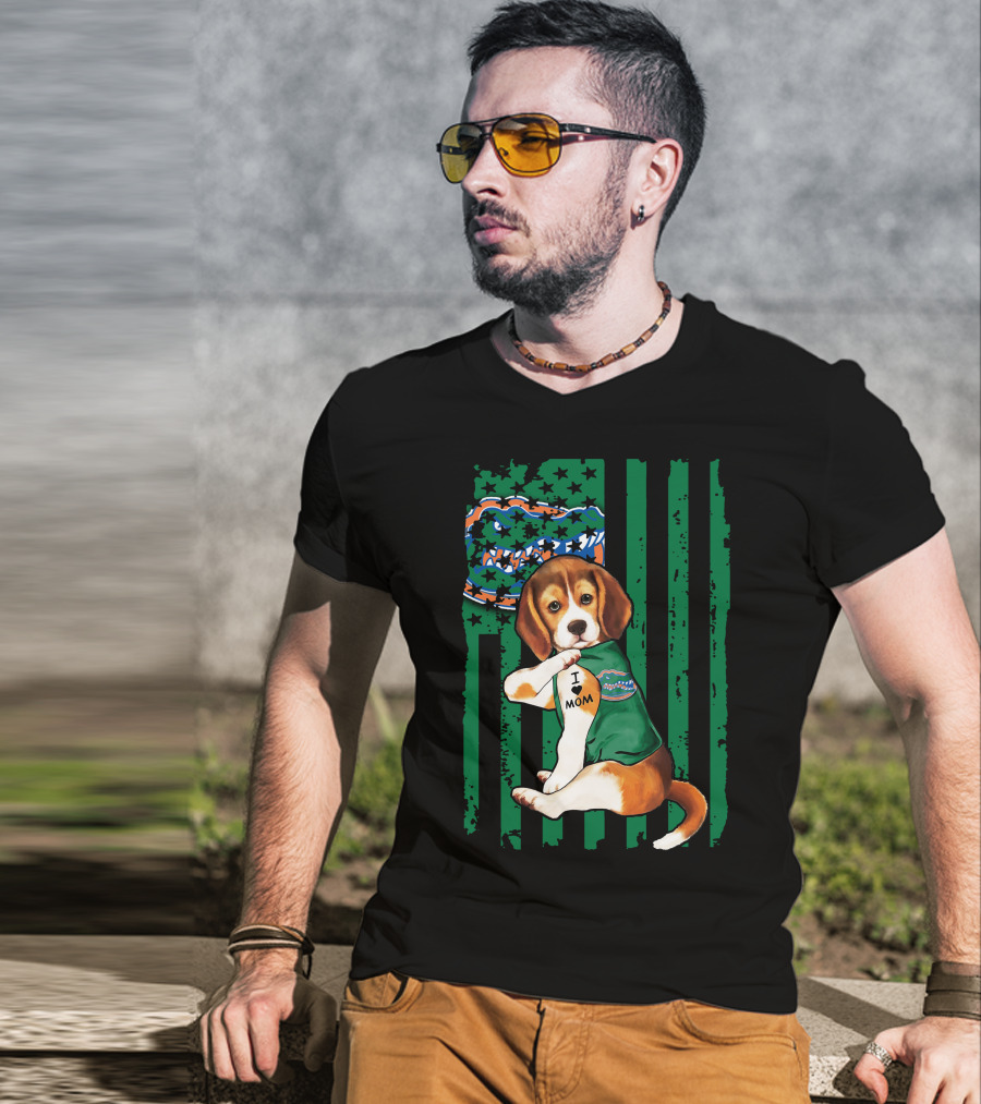 Beagle I Love Mom Florida Gators Flag T-Shirt
