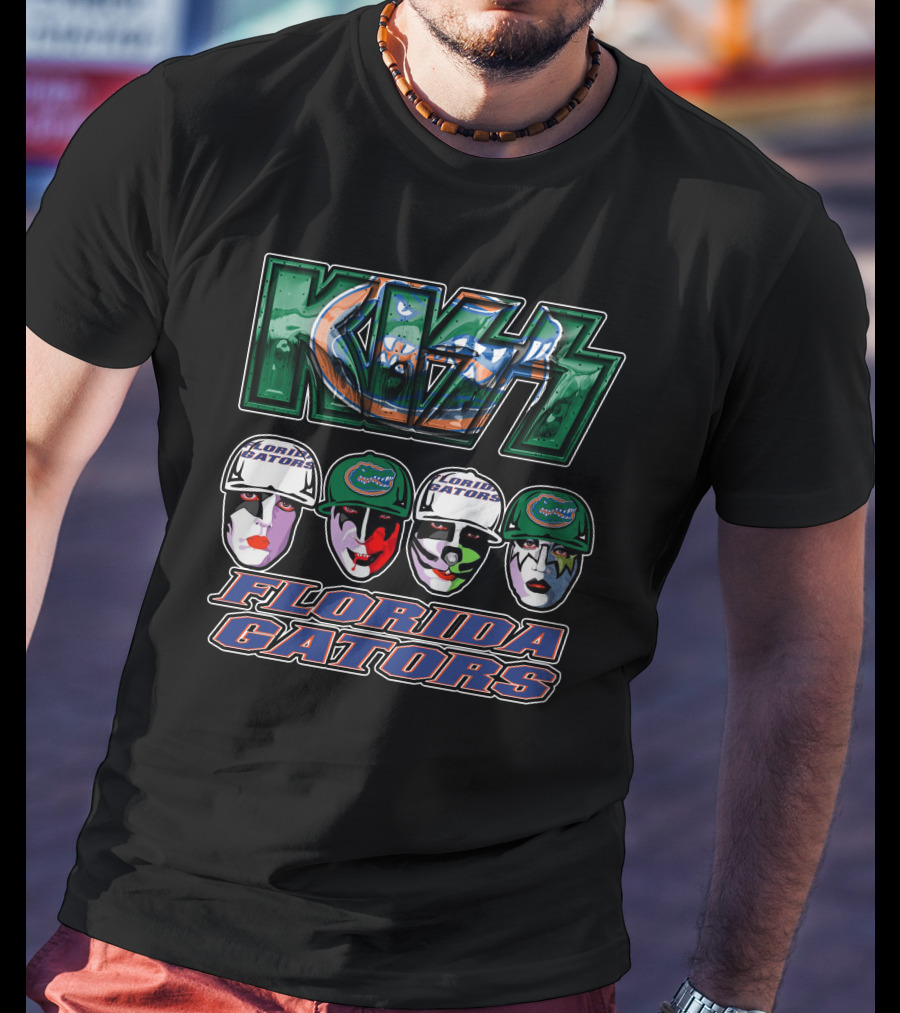 KISS Florida Gators Iconic Band Art Faces With Team T-Shirt