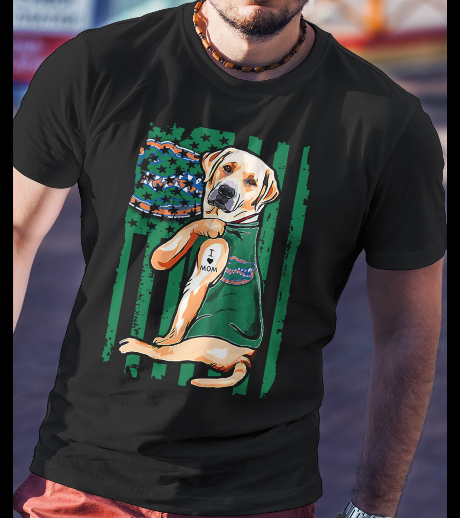 Labrador Retriever I Love Mom With Florida Gators Tattoo T-Shirt