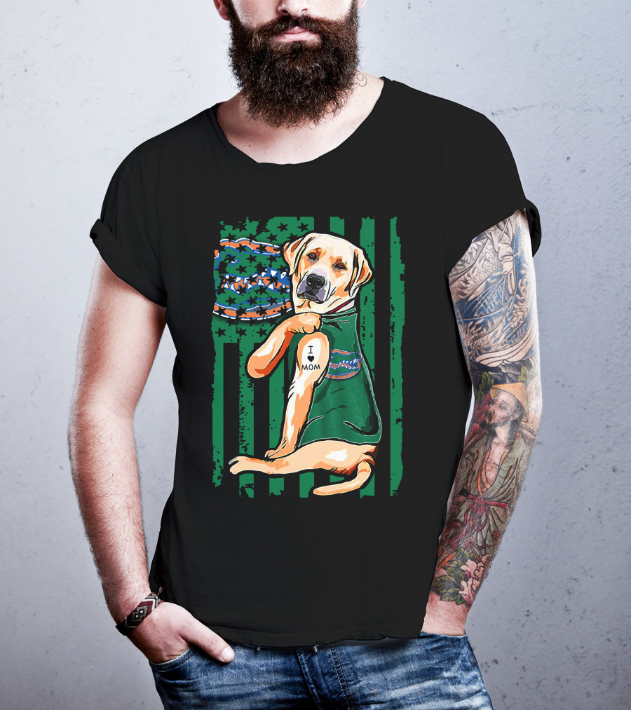 Labrador Retriever I Love Mom With Florida Gators Tattoo T-Shirt