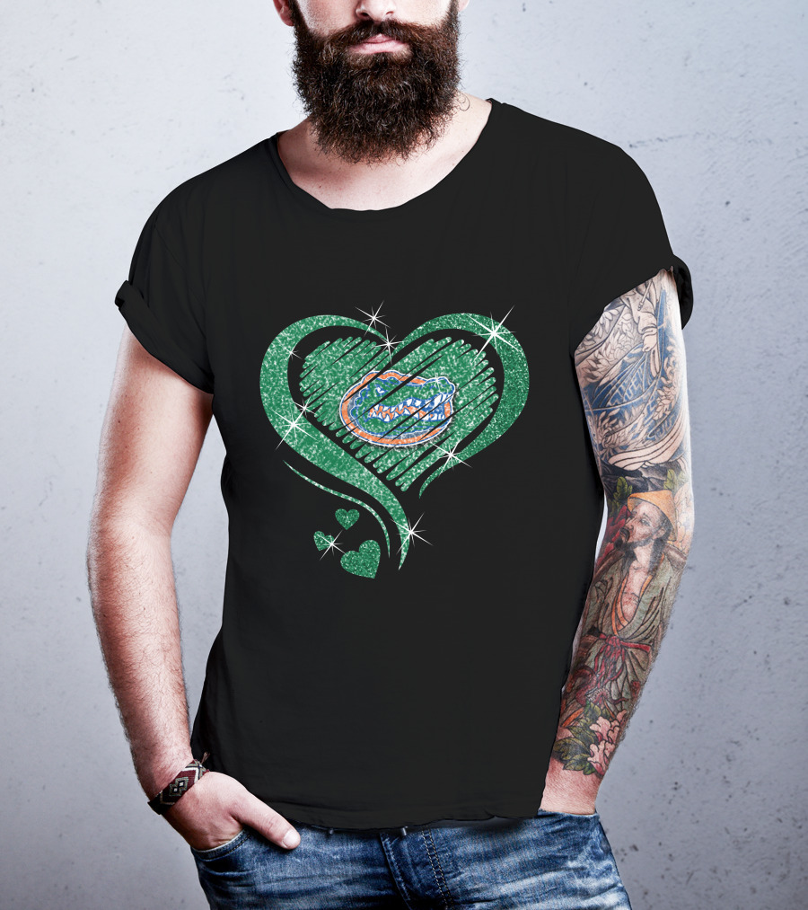 Florida Gators Glitter Heart Diamond Sparkle T-Shirt